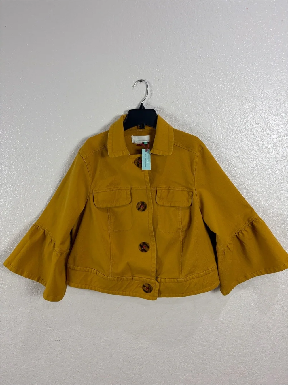 Anthropologie Plus,Size 1X,Mustard Bell-Sleeve Jacket - Picture 3 of 17